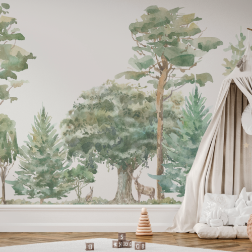 Papel pintado CANADÁ de Be Tip Top, diseño de hojas y ramas en tonos tierra y verde, ideal para salones, recibidores, dormitorios o espacios con estilo natural y acogedor.