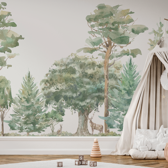 Papel pintado CANADÁ de Be Tip Top, diseño de hojas y ramas en tonos tierra y verde, ideal para salones, recibidores, dormitorios o espacios con estilo natural y acogedor.