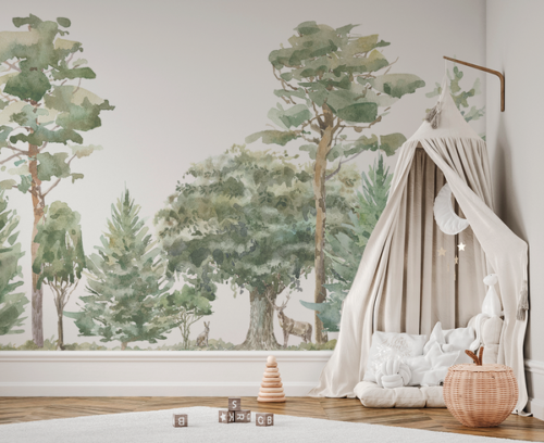 Papel pintado CANADÁ de Be Tip Top, diseño de hojas y ramas en tonos tierra y verde, ideal para salones, recibidores, dormitorios o espacios con estilo natural y acogedor.