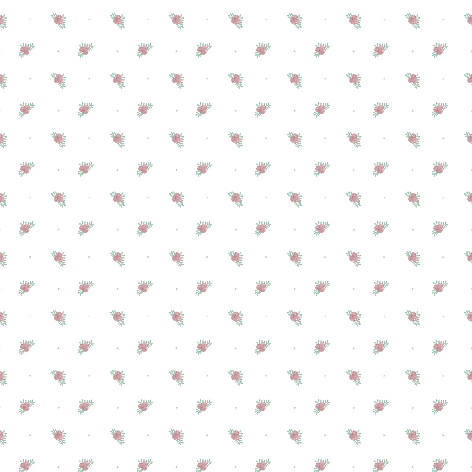 Detalle de papel pintado BAYAS MAUVE de Be Tip Top, diseño botánico con ramas y pequeñas bayas en tonos malva y crema, perfecto para habitaciones infantiles, salones o dormitorios de estilo natural.