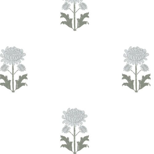 Detalle del papel pintado GADEA de Be Tip Top, motivo floral en tonos beige y verde, textura natural para ambientes cálidos y acogedores.