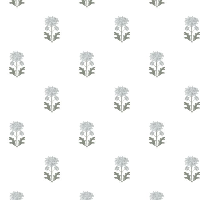 Detalle del papel pintado GADEA de Be Tip Top, motivo floral en tonos beige y verde, textura natural para ambientes cálidos y acogedores.