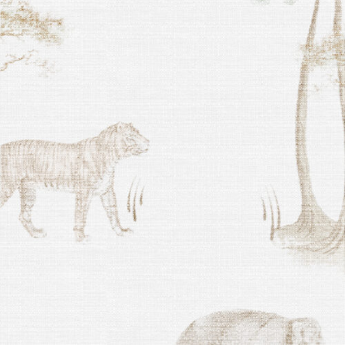 Detalle de papel pintado KENIA de Be Tip Top, diseño geométrico con textura natural en tonos arena y beige, ideal para habitaciones infantiles, de adultos, salones modernos o espacios con estilo étnico.