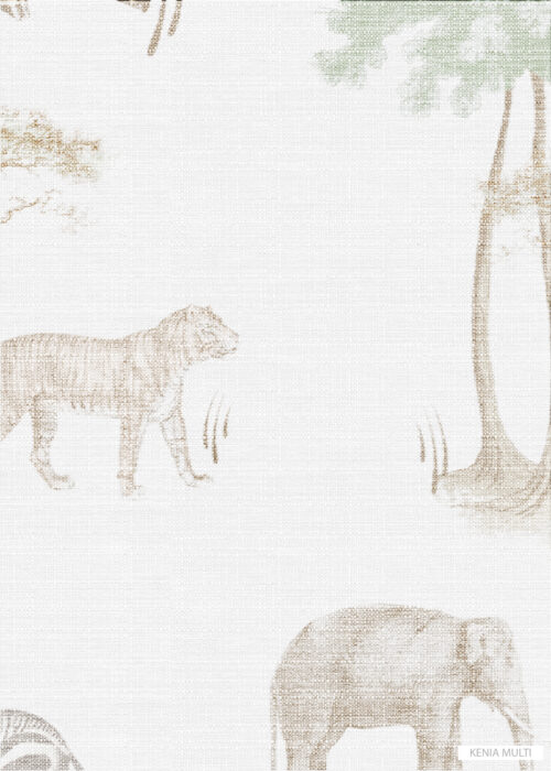 Detalle de papel pintado KENIA de Be Tip Top, diseño geométrico con textura natural en tonos arena y beige, ideal para habitaciones infantiles, de adultos, salones modernos o espacios con estilo étnico.