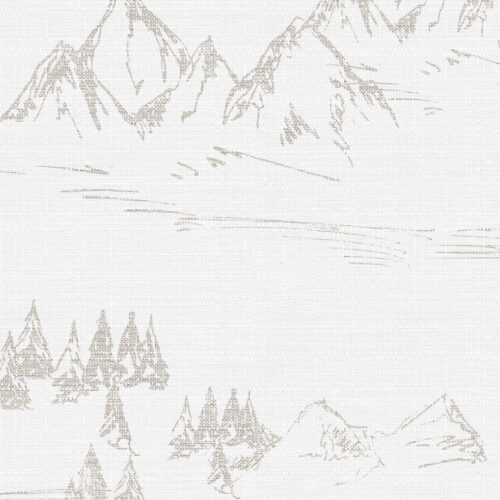 Detalle Papel pintado PIRINEOS de Be Tip Top, diseño textil en tonos neutros con textura natural, ideal para salones o dormitorios de estilo cálido y acogedor.