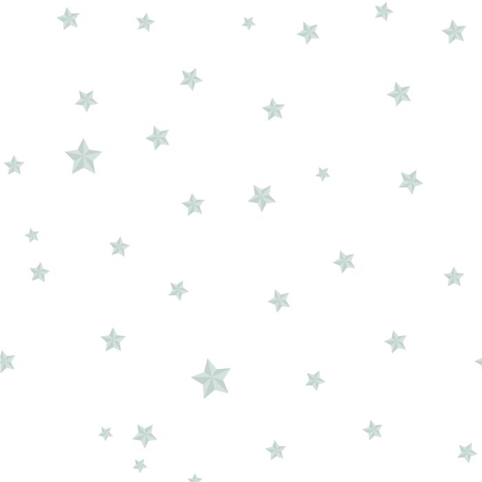 Detalle de Papel pintado STARDUST AGUA de Be Tip Top, diseño de estrellas en tonos azul agua y dorado, ideal para dormitorios infantiles o espacios relajantes y luminosos.