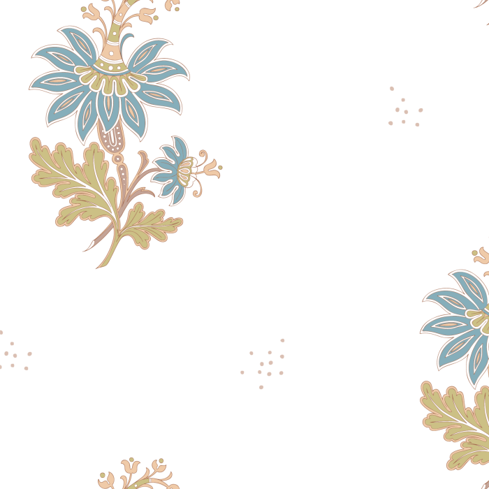 Detalle de Papel pintado SONATA de Be Tip Top, diseño floral clásico en tonos suaves con textura textil, ideal para salones elegantes, dormitorios de estilo romántico o dormitorios infantiles.