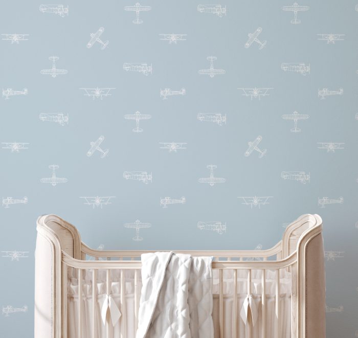 Papel Pintado Aviones azul